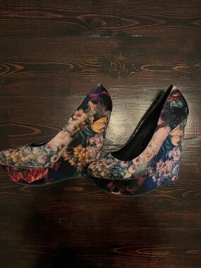 ALDO Floral Velvet Pumps - Navy, Pink & Burgundy